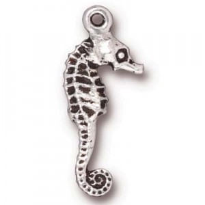 Tierracast Anhänger 24x9mm seahorse versilbert 2 Stück